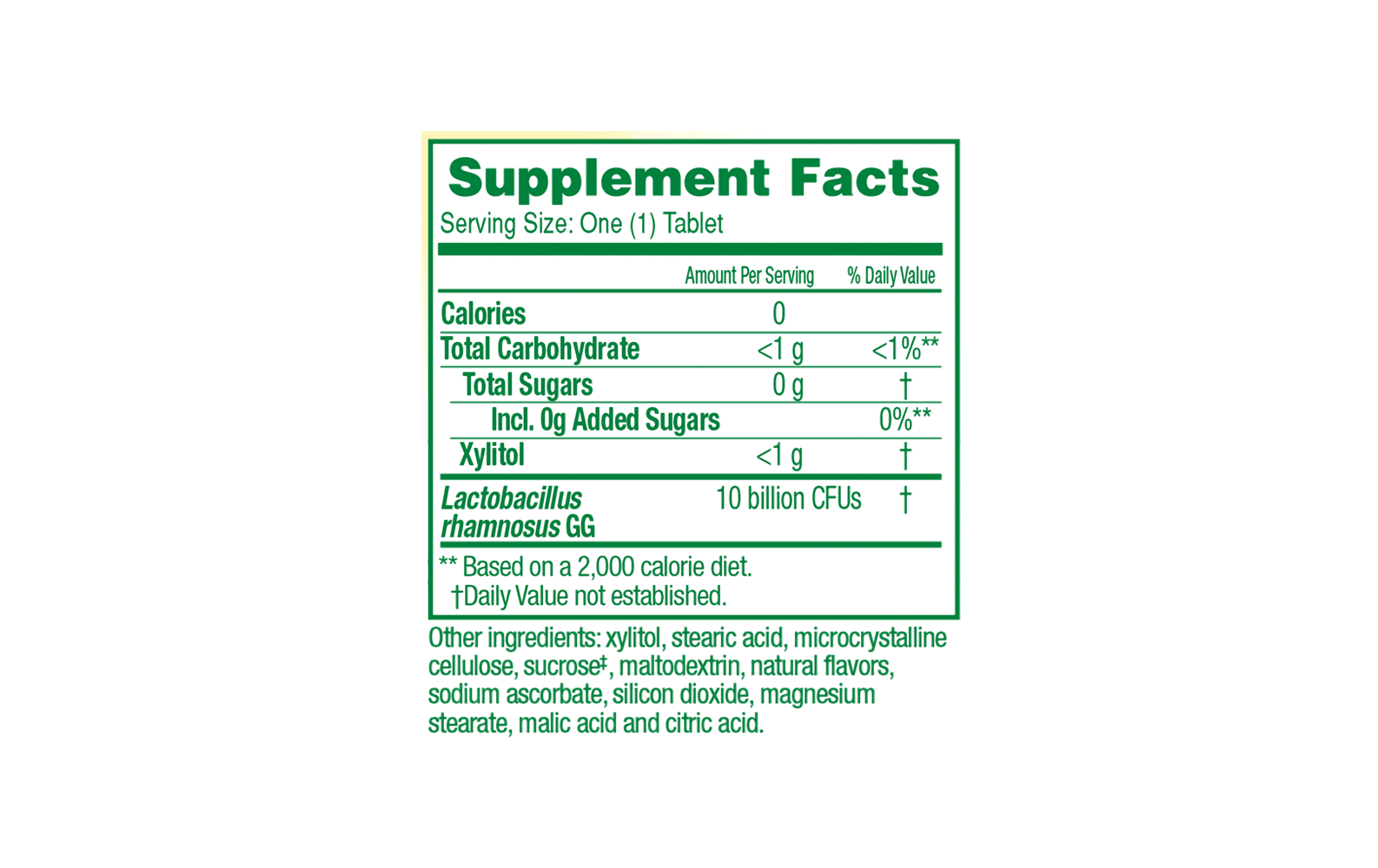 Supplement Facts for Orange Chewables