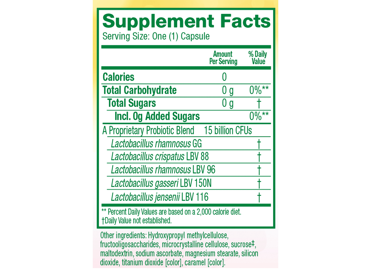Womens probiotic health balance supplement facts